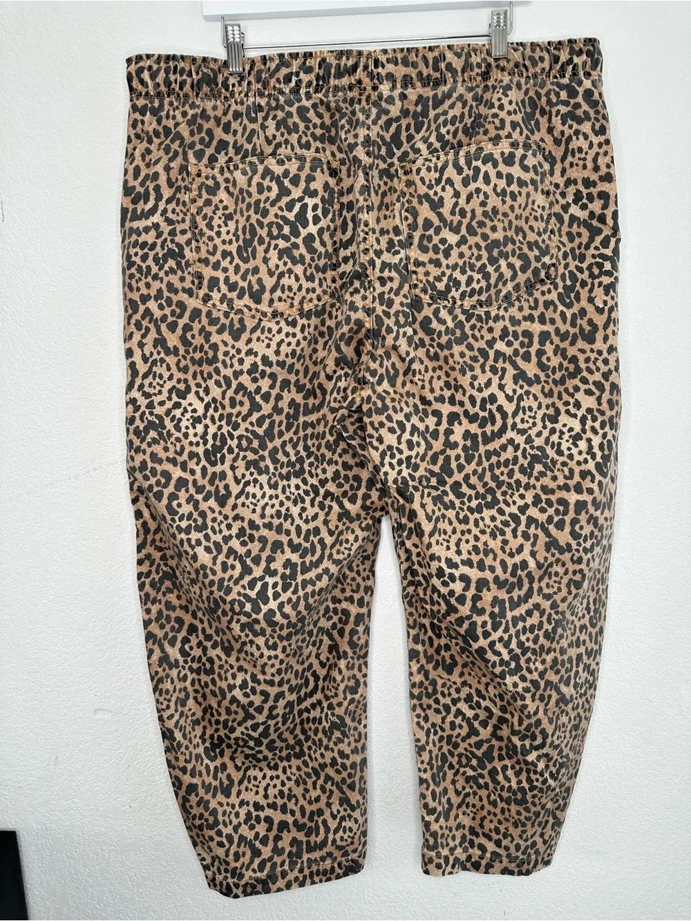 Gap Denim Pull-On Barrel Pants Leopard Print Cropped XL NWOT NWT 100% Cotton - Picture 7 of 10